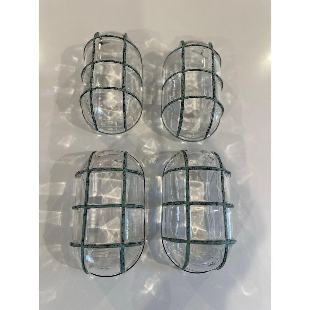 Vintage Semi Flush Glass Maritime Wall Sconce- Set of 4